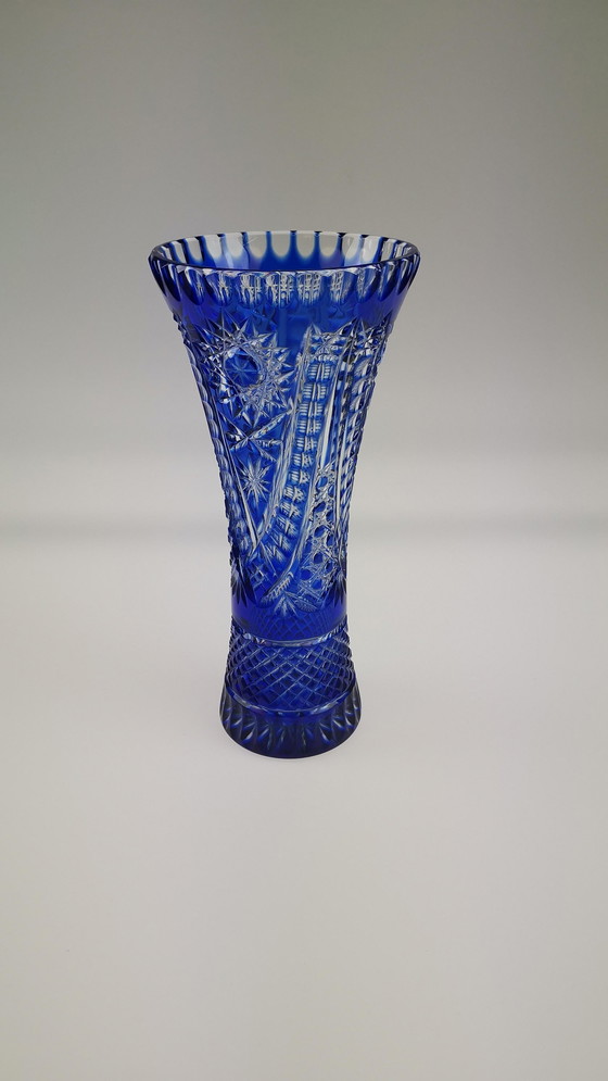 Image 1 of Blue crystal vase