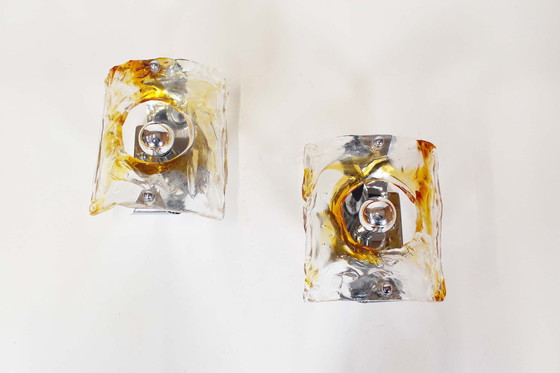 Image 1 of 2x Vintage glass Italian wall lamps