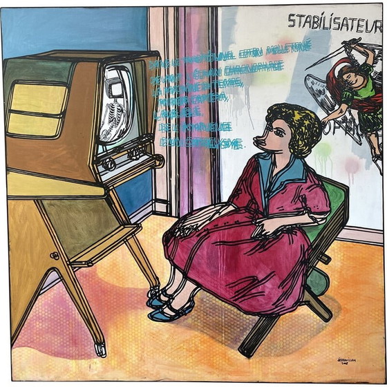 Image 1 of Vintage acrylic on canvas by Jo Brouillon, 2008