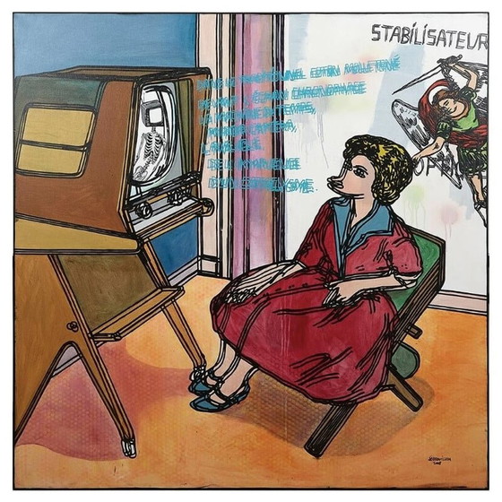 Image 1 of Vintage acrylic on canvas by Jo Brouillon, 2008