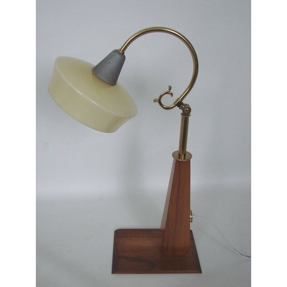 Image 1 of Lampada vintage art déco in legno, ottone e vetro, 1960
