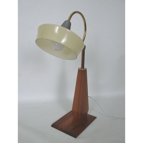 Image 1 of Lampada vintage art déco in legno, ottone e vetro, 1960