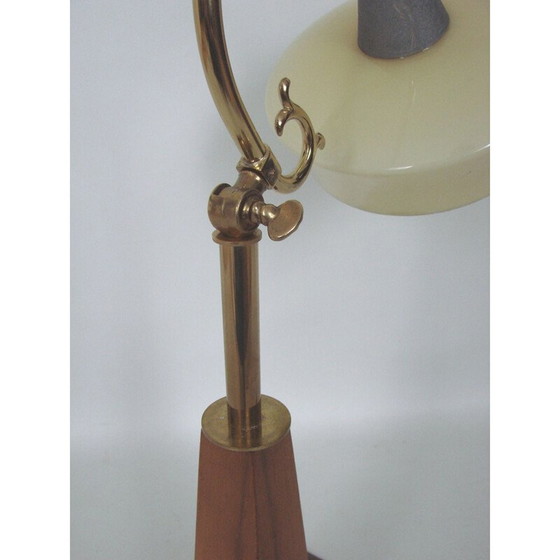 Image 1 of Lampada vintage art déco in legno, ottone e vetro, 1960