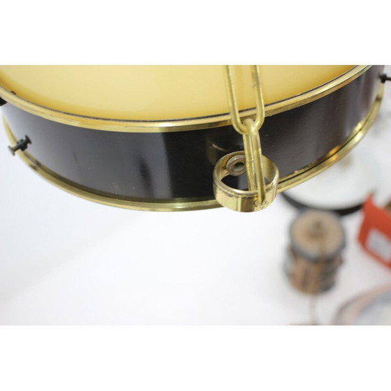 Image 1 of Pair of vintage brass and glass suspensions, Czechoslovakia 1950