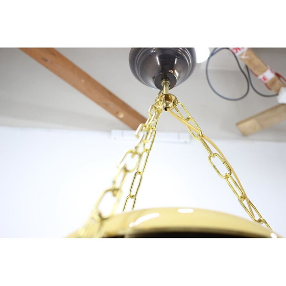 Image 1 of Pair of vintage brass and glass suspensions, Czechoslovakia 1950