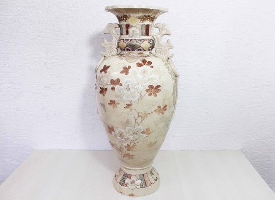 Image 1 of Large ceramic Satsuma vase, XXth Japan, Samurai vase