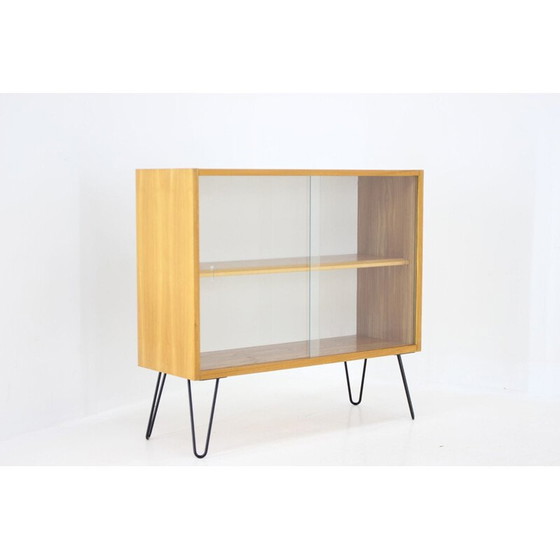 Image 1 of Vintage birch wood showcase, Czech 1970