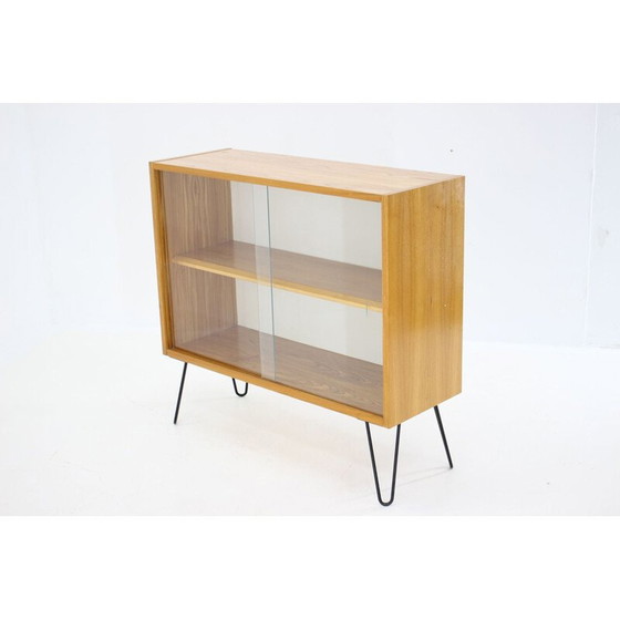 Image 1 of Vintage birch wood showcase, Czech 1970