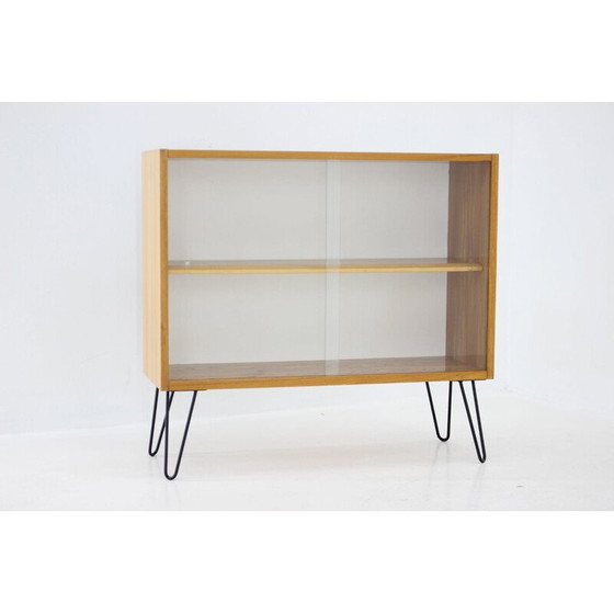 Image 1 of Vintage birch wood showcase, Czech 1970