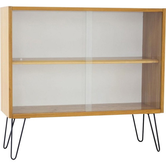 Image 1 of Vintage birch wood showcase, Czech 1970