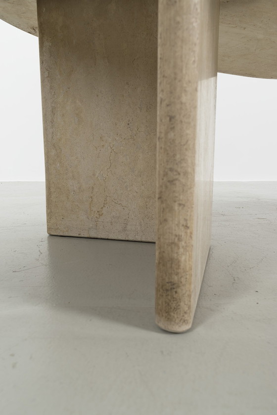 Image 1 of Travertine oval coffee table