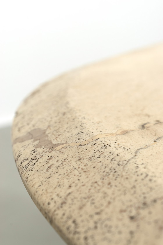 Image 1 of Travertine oval coffee table