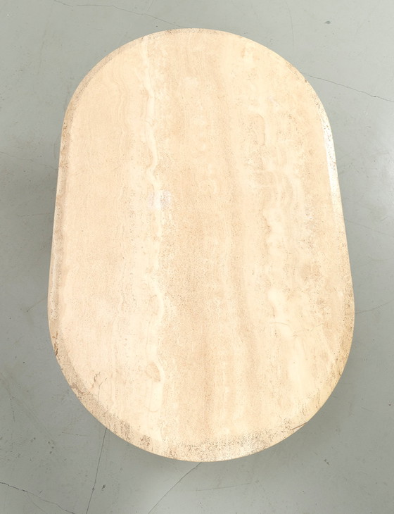 Image 1 of Travertine oval coffee table