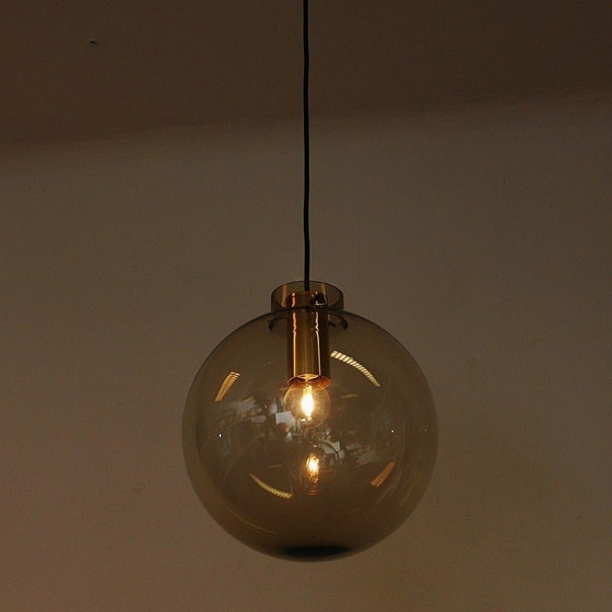 Image 1 of Vintage 7714 pendant lamp in smoked glass by Jonas Hidle for Høvik Lys, Norway 1970s