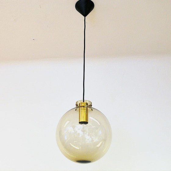 Image 1 of Vintage 7714 pendant lamp in smoked glass by Jonas Hidle for Høvik Lys, Norway 1970s