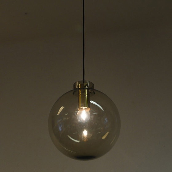 Image 1 of Vintage 7714 pendant lamp in smoked glass by Jonas Hidle for Høvik Lys, Norway 1970s
