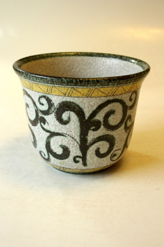 Image 1 of Hand-painted ceramic flower pot, made in Italy, vintage