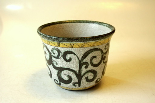 Pot de fleurs en céramique peint à la main, made in Italy, vintage