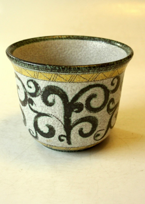 Image 1 of Hand-painted ceramic flower pot, made in Italy, vintage