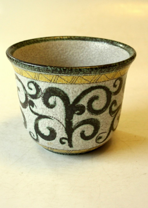 Pot de fleurs en céramique peint à la main, made in Italy, vintage