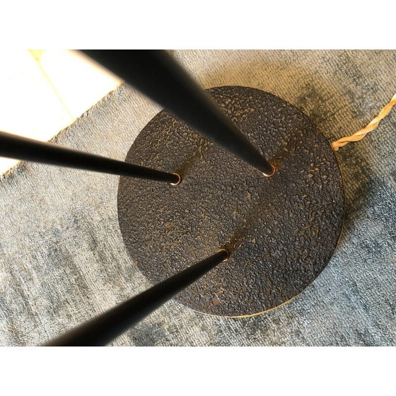 Image 1 of Vintage tripod floor lamp in metal and brass for Lunel, 1955