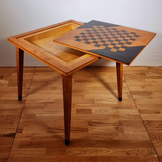 Image 1 of Tavolo da gioco Thonet vintage in sicomoro, amaranto e impiallacciatura di legno, anni '50