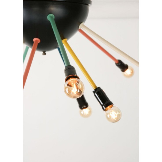 Image 1 of Lampadario vintage Sputnik in nero opaco, 1950