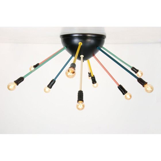 Image 1 of Lampadario vintage Sputnik in nero opaco, 1950