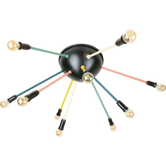 Image 1 of Lampadario vintage Sputnik in nero opaco, 1950