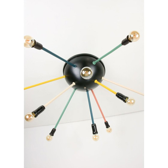 Image 1 of Lampadario vintage Sputnik in nero opaco, 1950