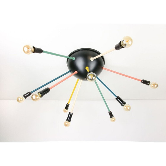 Image 1 of Lampadario vintage Sputnik in nero opaco, 1950