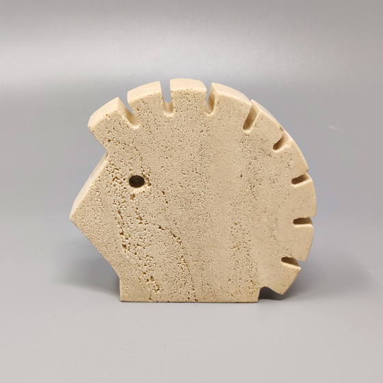 Image 1 of Vinatge Travertine Hedgehog Sculpture by Enzo Mari for F.lli Mannelli