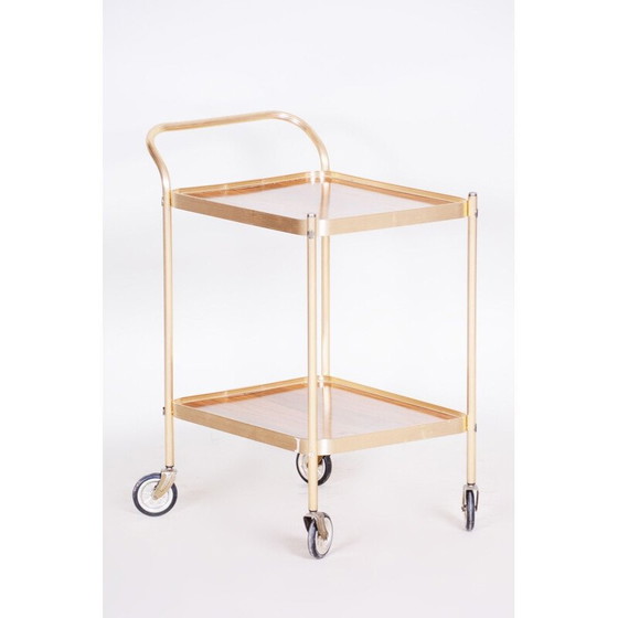 Image 1 of Carrello portavivande vintage in ottone e formica, Francia 1950