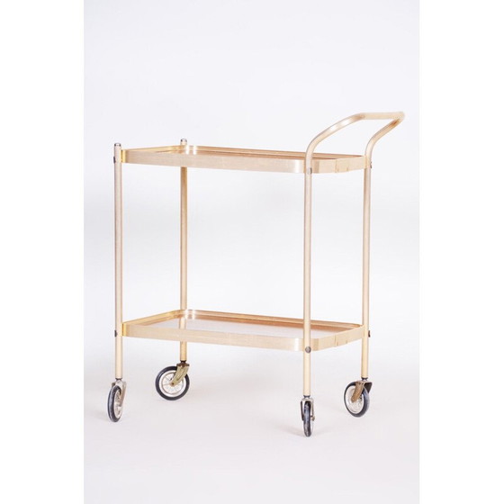Image 1 of Carrello portavivande vintage in ottone e formica, Francia 1950