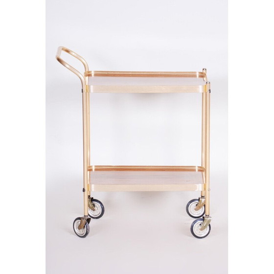Image 1 of Carrello portavivande vintage in ottone e formica, Francia 1950