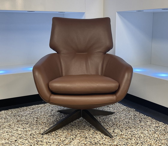 Image 1 of Leolux Armchair Lloyd Plus With Hocker Negev Leather