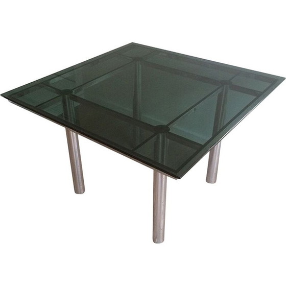 Image 1 of Vintage Scarpa table in silver steel and glass 1970