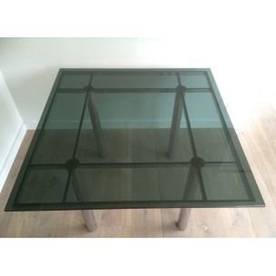 Image 1 of Vintage Scarpa table in silver steel and glass 1970