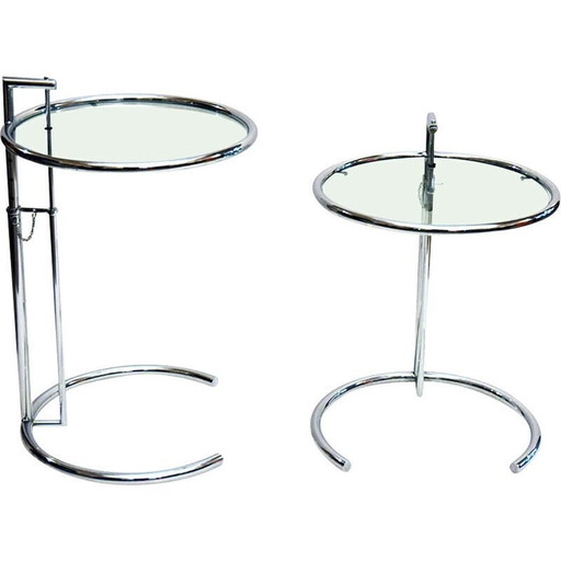 Eileen Gray style vintage adjustable side tables, 1980