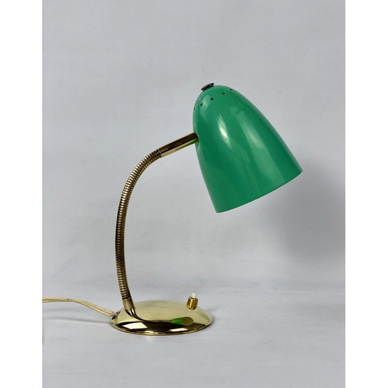 Image 1 of Vintage green Cocotte table lamp in brass, 1950