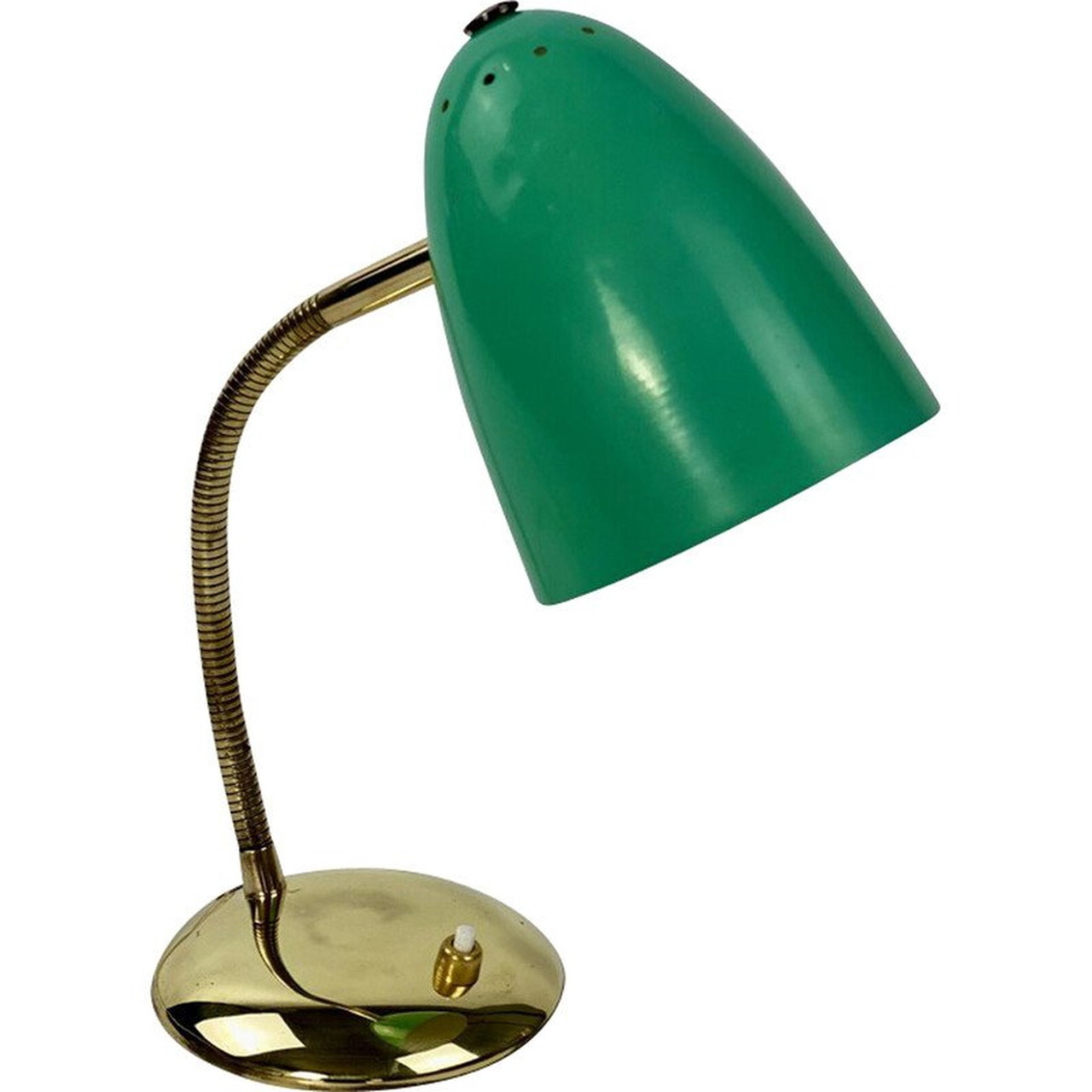 Vintage green Cocotte table lamp in brass, 1950 €280 Whoppah