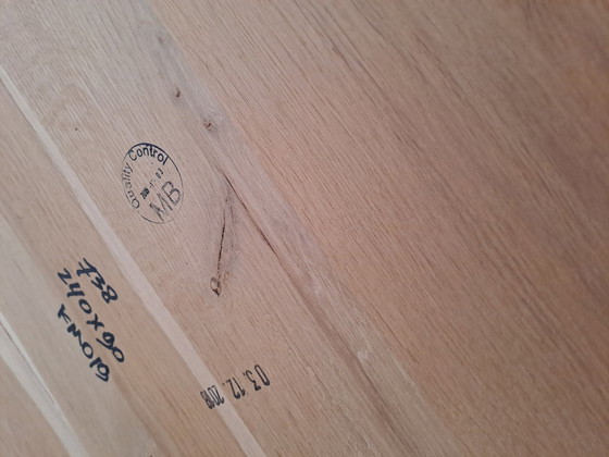 Image 1 of Solid Oak Table + dining room bench