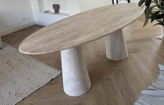 Image 1 of Travertine Dining Table Oval