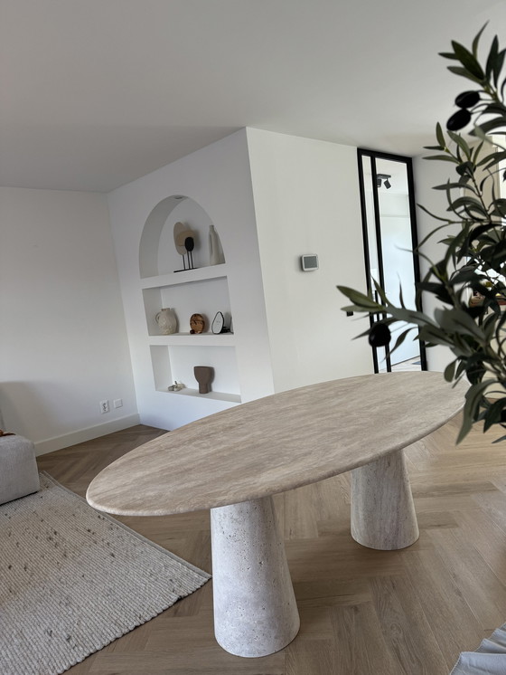 Image 1 of Travertine Dining Table Oval