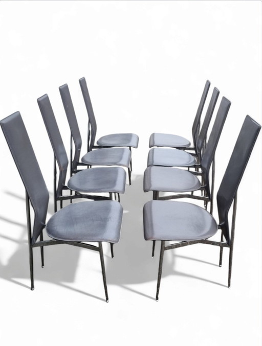 8× Fasem Chairs By Giancarlo Vegni & Gianfranco Gualtierotti