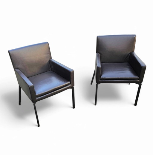 2 X Beautiful Manet Minotti Arm Chairs 2004 / Brown Leather / Chrome
Out Of Production
