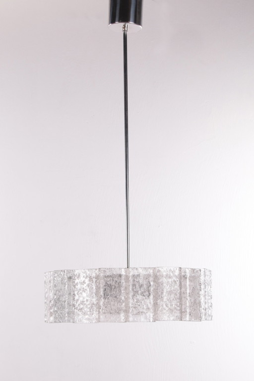 Mid-Century Ice Glass Pendant from Doria Leuchten