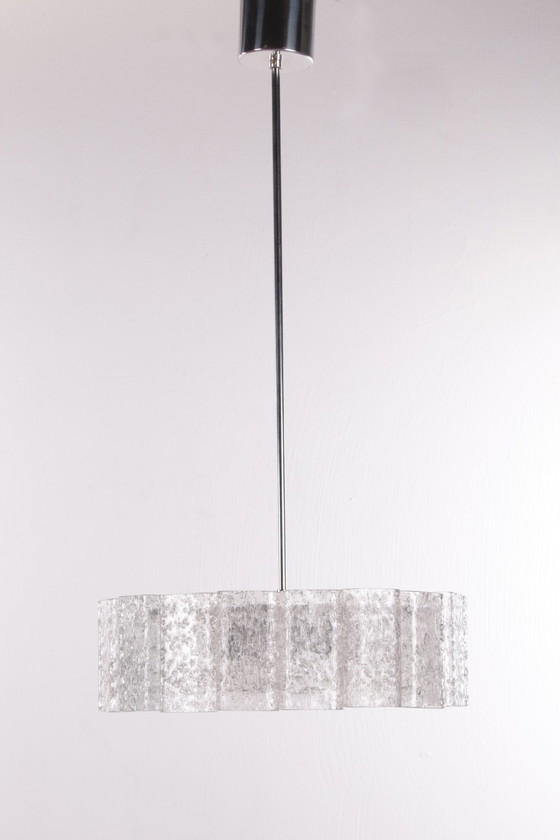 Image 1 of Mid-Century Ice Glass Pendant from Doria Leuchten