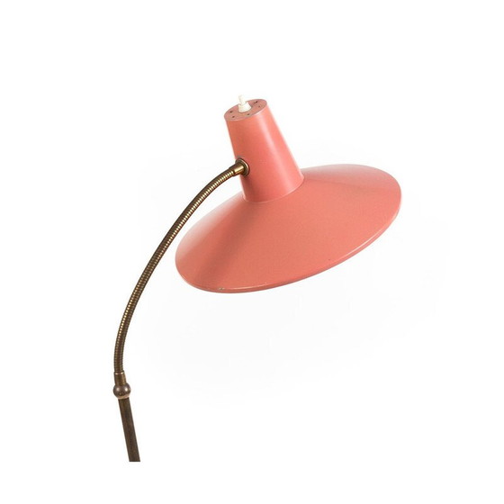 Image 1 of Adjustable vintage floor lamp in brass and pink, Italy 1950