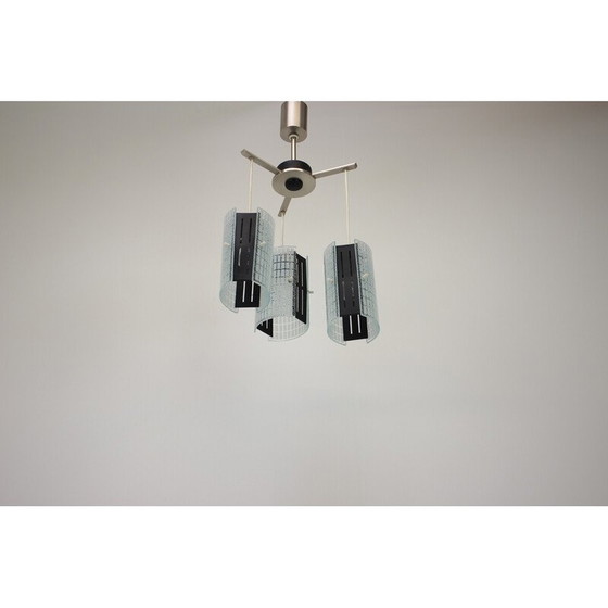 Image 1 of Vintage pendant lamp in glass and lacquered metal, Germany 1970